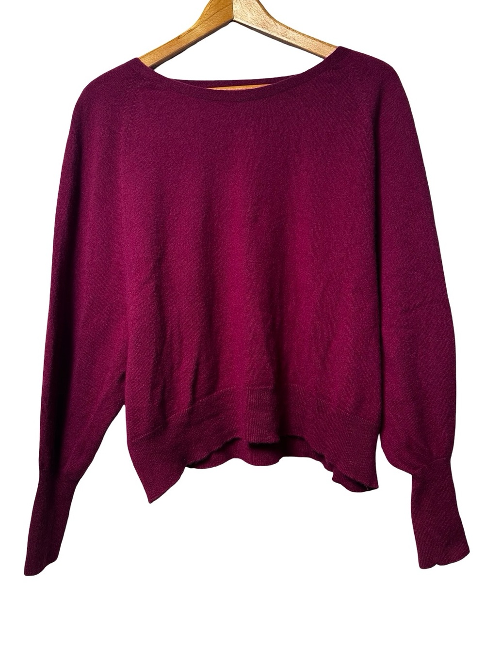GOBI 100% Cashmere Sweater SZ Medium Burgundy Knit Dolman Sleeve Mongolian